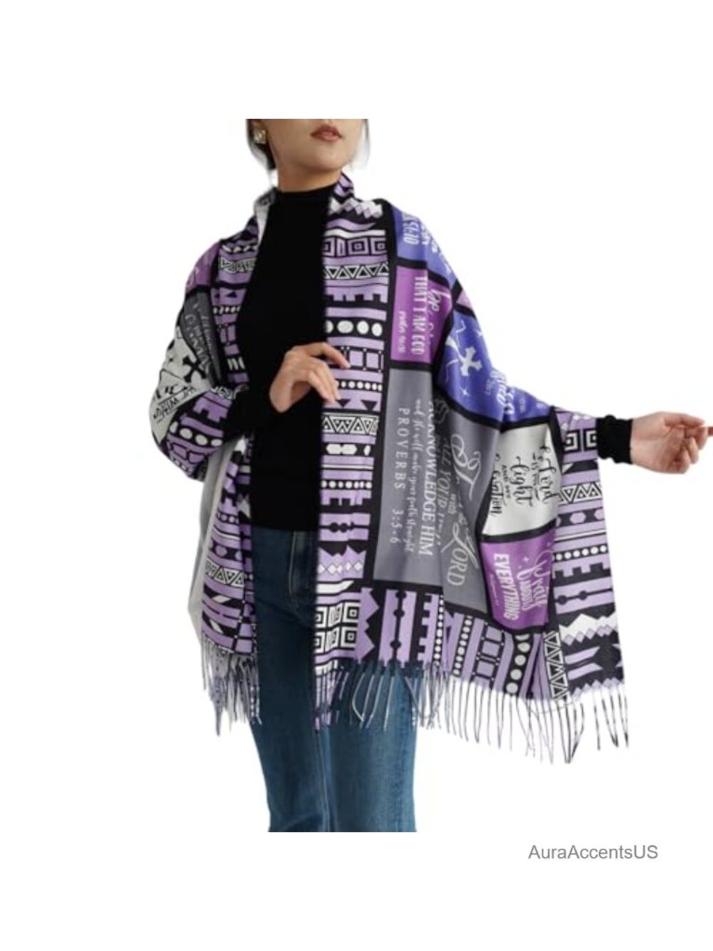 Prayer Shawl Wrap Scarf Women Christian Inspirational Bible Verse Cashmere-like